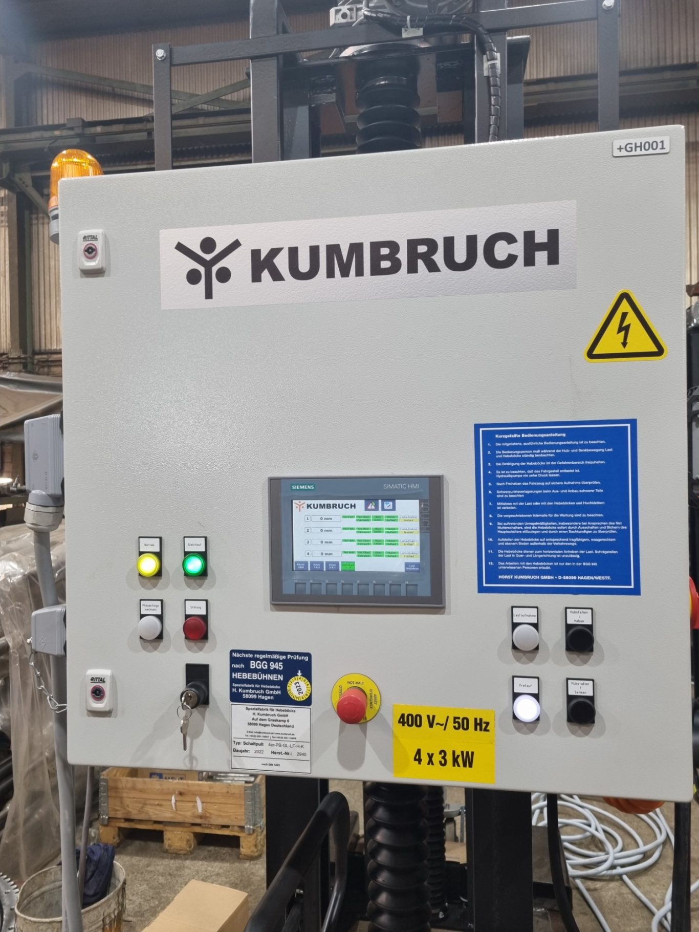 Steuerpult Kumbruch Hebe-Drehanlage